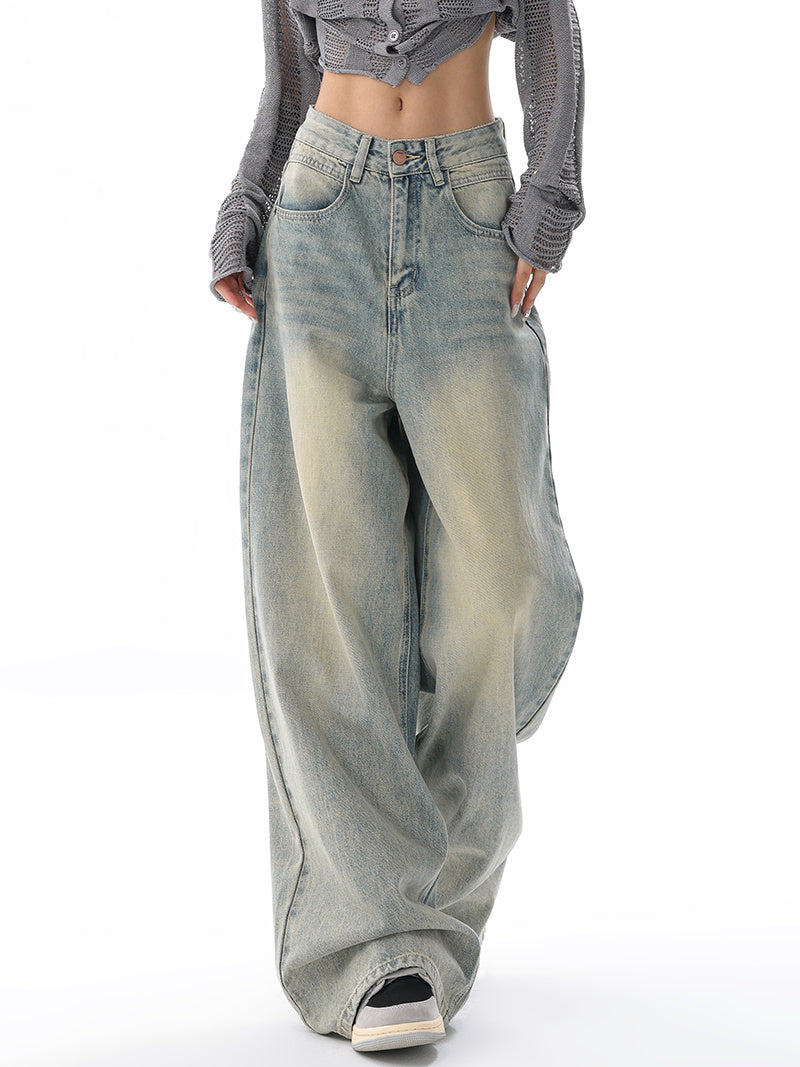 LOOSE FIT BOYFRIEND JEANS WITH WASHED EFFECT IN LIGHT WASH DENIM