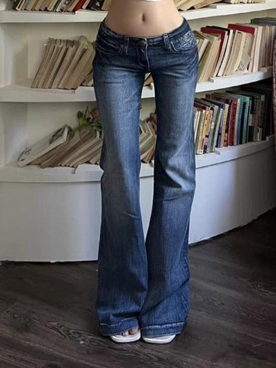 LOW-RISE FLARE JEANS - Y2K INSPIRED WITH SWEET FABRIC