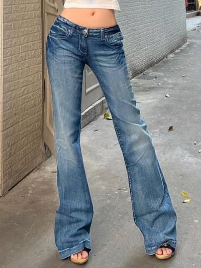 LOW-RISE FLARE JEANS - Y2K INSPIRED WITH SWEET FABRIC