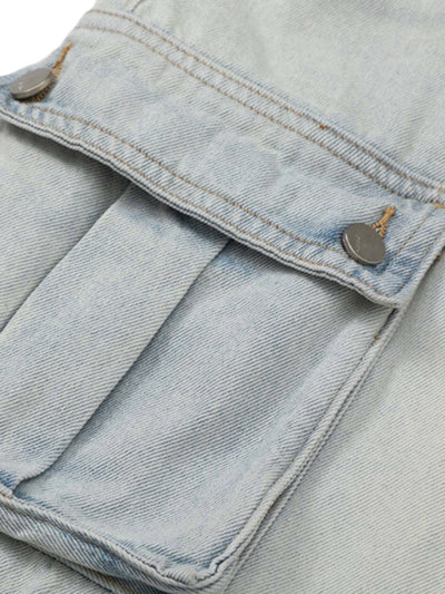 LIGHT BLUE CARGO JEANS WITH MID WAIST AND STRAIGHT LEG DESIGN