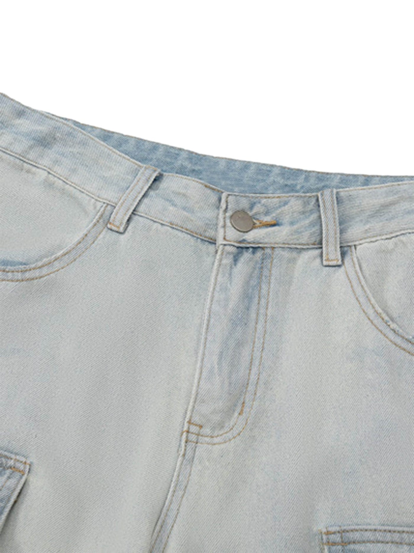 LIGHT BLUE CARGO JEANS WITH MID WAIST AND STRAIGHT LEG DESIGN