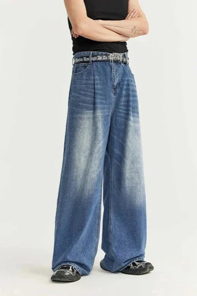 OVERSIZED BLACK DENIM PANTS UNISEX COTTON BLEND JEANS