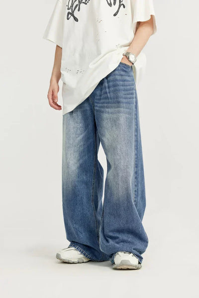 OVERSIZED BLACK DENIM PANTS UNISEX COTTON BLEND JEANS