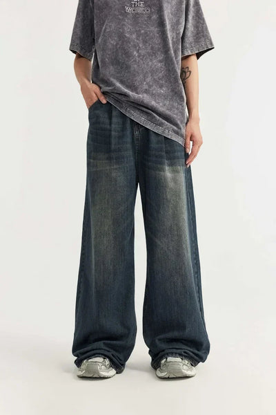 OVERSIZED BLACK DENIM PANTS UNISEX COTTON BLEND JEANS