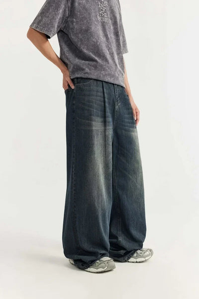 OVERSIZED BLACK DENIM PANTS UNISEX COTTON BLEND JEANS