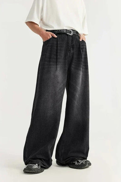 OVERSIZED BLACK DENIM PANTS UNISEX COTTON BLEND JEANS