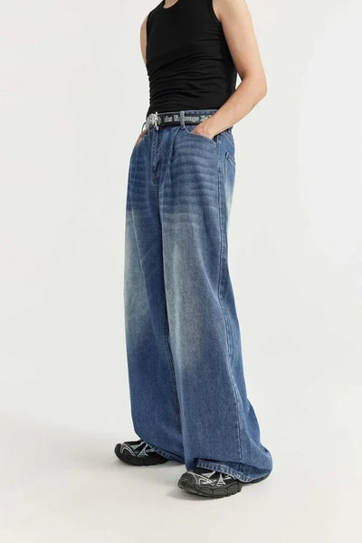 OVERSIZED BLACK DENIM PANTS UNISEX COTTON BLEND JEANS
