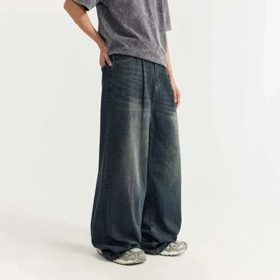 OVERSIZED BLACK DENIM PANTS UNISEX COTTON BLEND JEANS