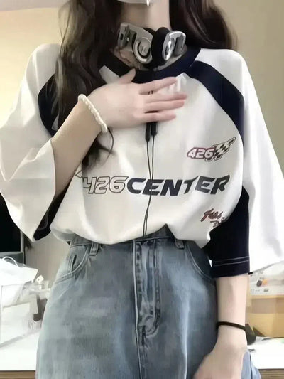 OVERSIZED GRAPHIC TEE - Y2K KOREAN VINTAGE SHORT SLEEVE DESIGN
