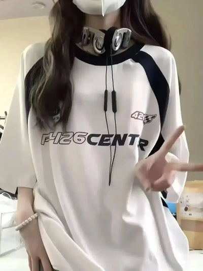 OVERSIZED GRAPHIC TEE - Y2K KOREAN VINTAGE SHORT SLEEVE DESIGN