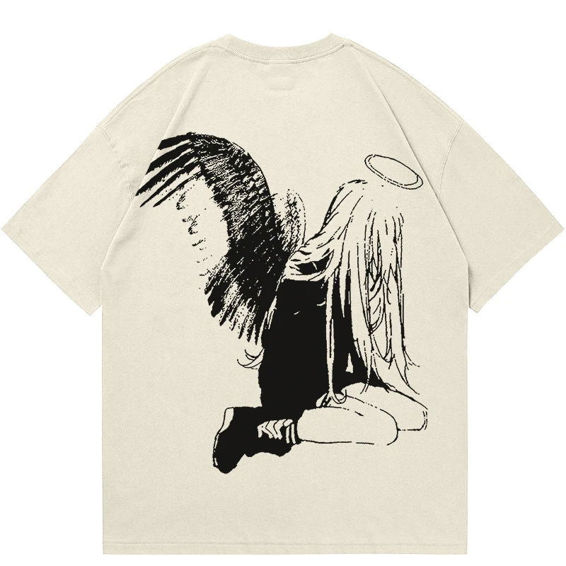 OVERSIZED TEE SHIRT WITH FALLEN ANGEL GRAPHIC