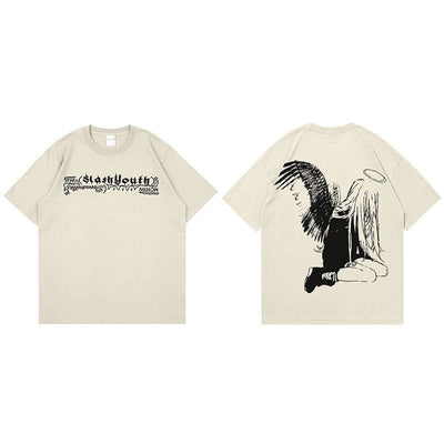 OVERSIZED TEE SHIRT WITH FALLEN ANGEL GRAPHIC