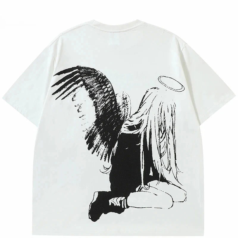 OVERSIZED TEE SHIRT WITH FALLEN ANGEL GRAPHIC