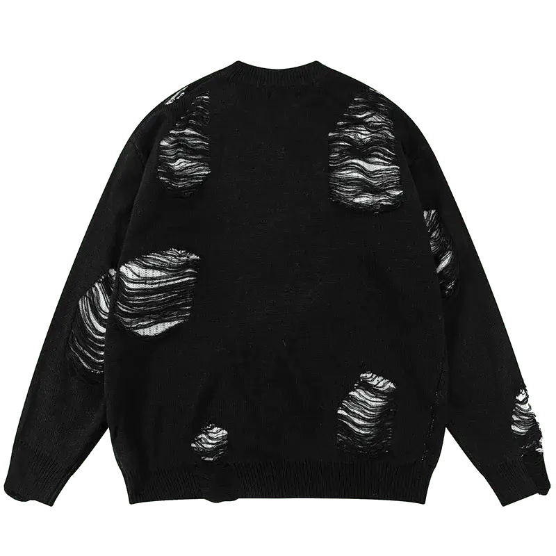 OVERSIZED VINTAGE ROCK SWEATER WITH ROCK HOLE STAR DESIGN