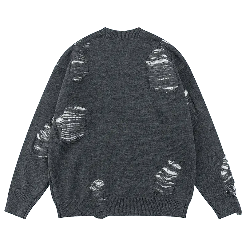 OVERSIZED VINTAGE ROCK SWEATER WITH ROCK HOLE STAR DESIGN