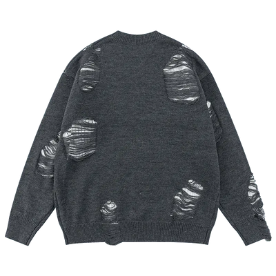 OVERSIZED VINTAGE ROCK SWEATER WITH ROCK HOLE STAR DESIGN