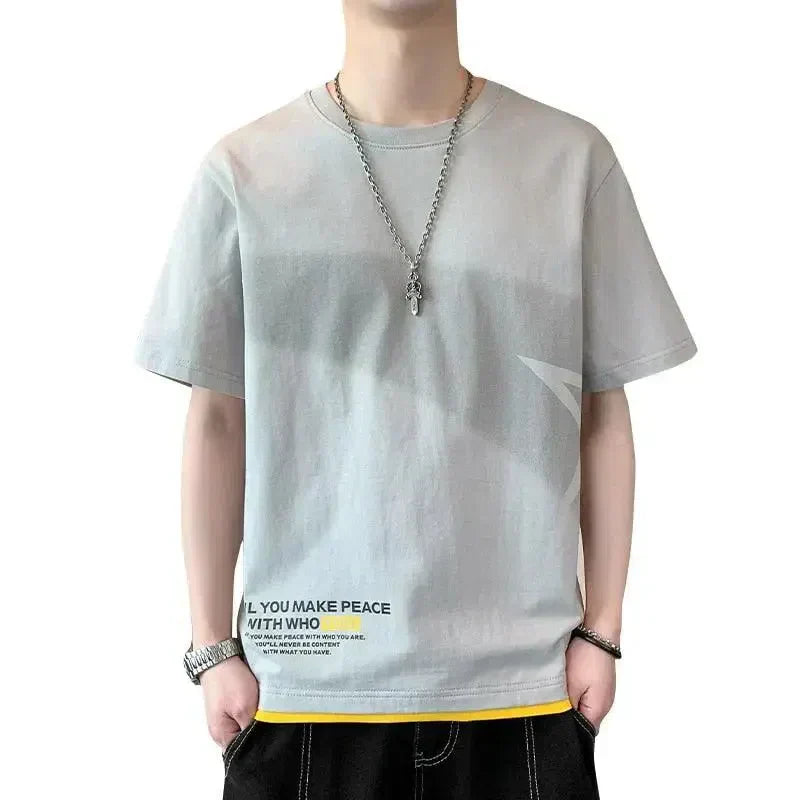 OVERSIZED Y2K STREETWEAR T-SHIRT WITH BLUE STAR DESIGN