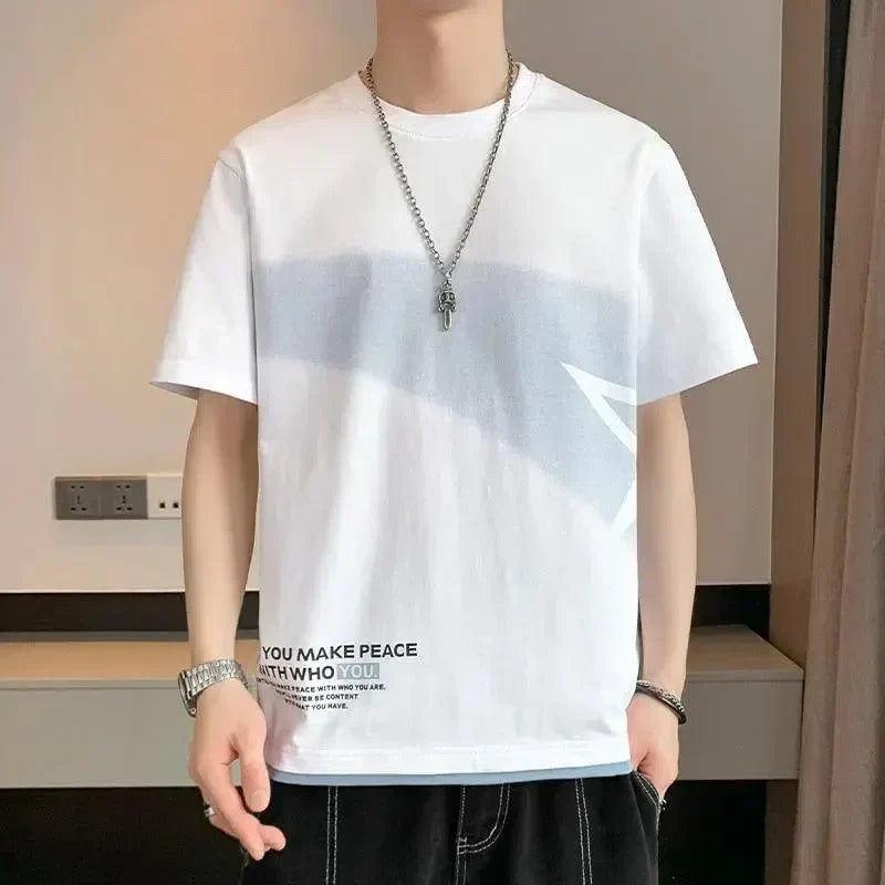 OVERSIZED Y2K STREETWEAR T-SHIRT WITH BLUE STAR DESIGN
