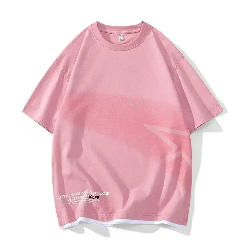 OVERSIZED Y2K STREETWEAR T-SHIRT WITH BLUE STAR DESIGN