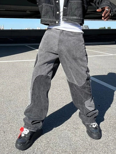 PATCHWORK JEANS GRAY AND BLACK CASUAL DENIM WEAR FOR EVERYDAY