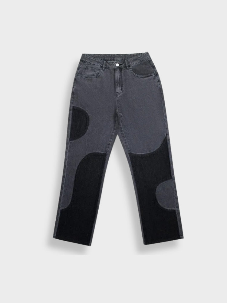PATCHWORK JEANS GRAY AND BLACK CASUAL DENIM WEAR FOR EVERYDAY
