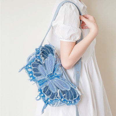 PINK BUTTERFLY-SHAPED HANDBAG WITH Y2K AESTHETIC STYLE