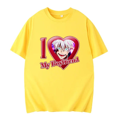 PINK I LOVE MY BOYFRIEND SHORT SLEEVE CASUAL T-SHIRT
