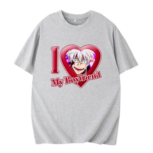 PINK I LOVE MY BOYFRIEND SHORT SLEEVE CASUAL T-SHIRT