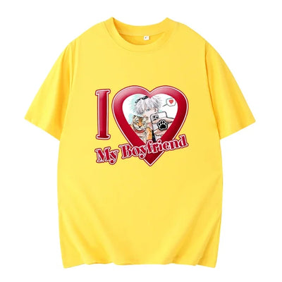PINK I LOVE MY BOYFRIEND SHORT SLEEVE CASUAL T-SHIRT