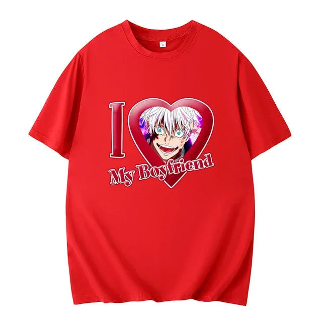 PINK I LOVE MY BOYFRIEND SHORT SLEEVE CASUAL T-SHIRT