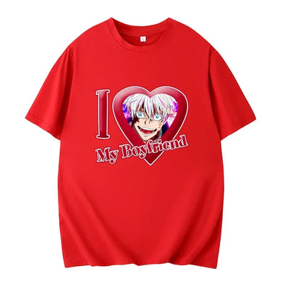 PINK I LOVE MY BOYFRIEND SHORT SLEEVE CASUAL T-SHIRT