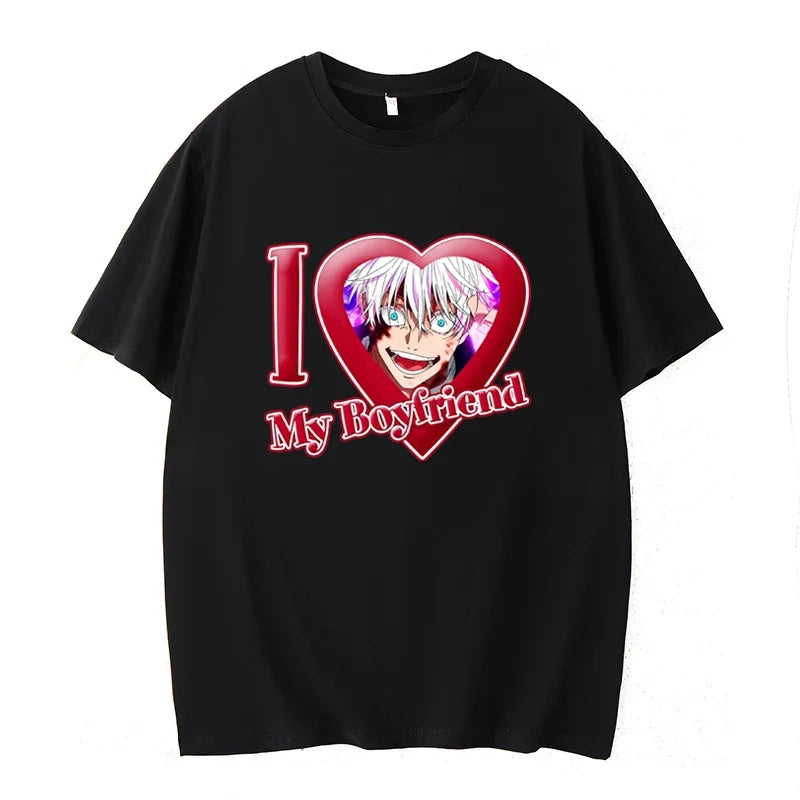 PINK I LOVE MY BOYFRIEND SHORT SLEEVE CASUAL T-SHIRT