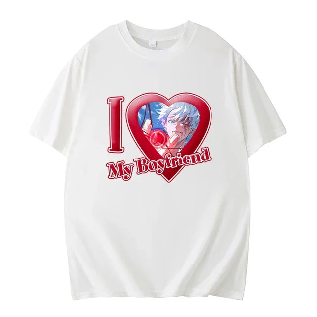 PINK I LOVE MY BOYFRIEND SHORT SLEEVE CASUAL T-SHIRT