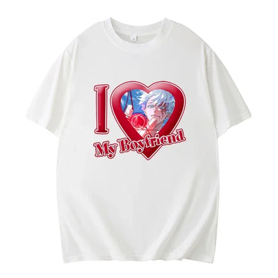PINK I LOVE MY BOYFRIEND SHORT SLEEVE CASUAL T-SHIRT