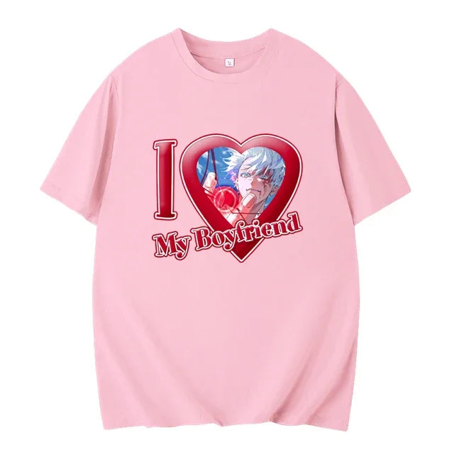 PINK I LOVE MY BOYFRIEND SHORT SLEEVE CASUAL T-SHIRT