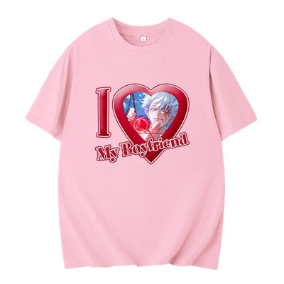 PINK I LOVE MY BOYFRIEND SHORT SLEEVE CASUAL T-SHIRT