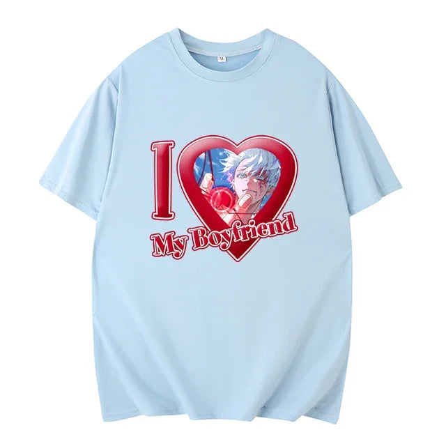 PINK I LOVE MY BOYFRIEND SHORT SLEEVE CASUAL T-SHIRT