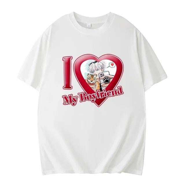 PINK I LOVE MY BOYFRIEND SHORT SLEEVE CASUAL T-SHIRT