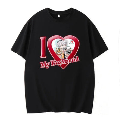 PINK I LOVE MY BOYFRIEND SHORT SLEEVE CASUAL T-SHIRT