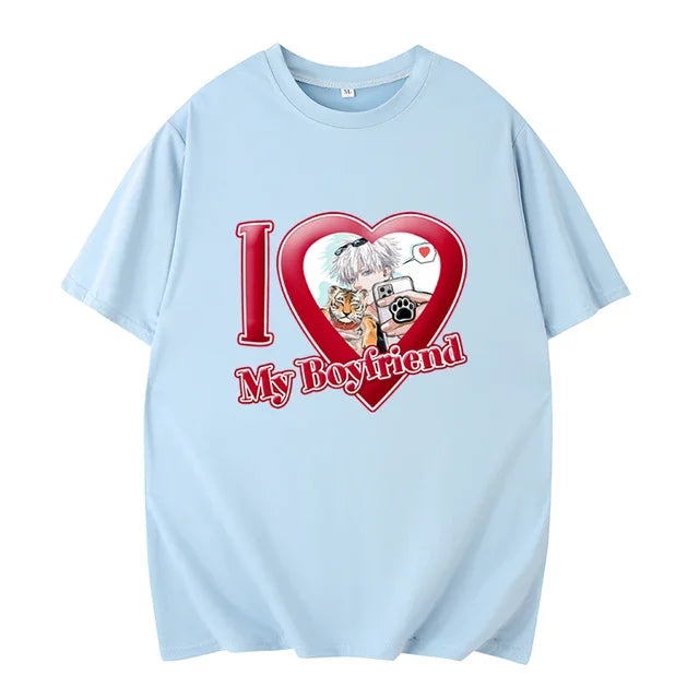 PINK I LOVE MY BOYFRIEND SHORT SLEEVE CASUAL T-SHIRT