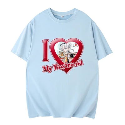 PINK I LOVE MY BOYFRIEND SHORT SLEEVE CASUAL T-SHIRT
