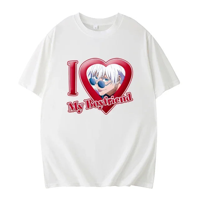PINK I LOVE MY BOYFRIEND SHORT SLEEVE CASUAL T-SHIRT