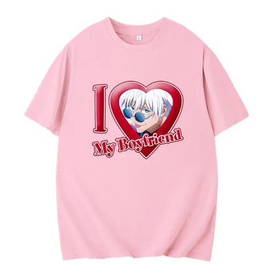 PINK I LOVE MY BOYFRIEND SHORT SLEEVE CASUAL T-SHIRT