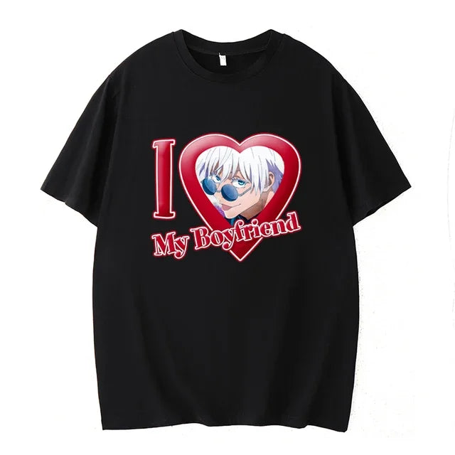 PINK I LOVE MY BOYFRIEND SHORT SLEEVE CASUAL T-SHIRT