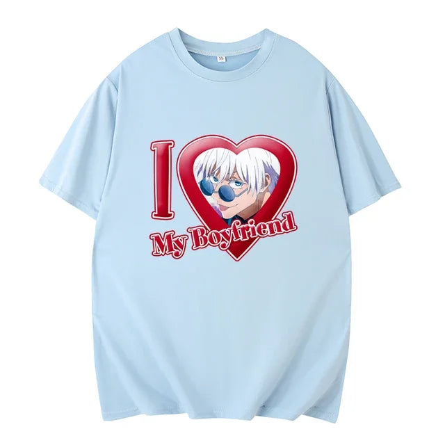 PINK I LOVE MY BOYFRIEND SHORT SLEEVE CASUAL T-SHIRT