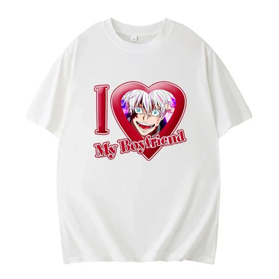 PINK I LOVE MY BOYFRIEND SHORT SLEEVE CASUAL T-SHIRT