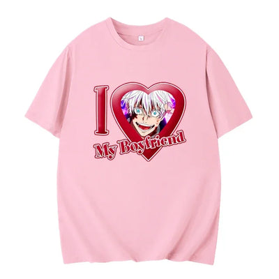 PINK I LOVE MY BOYFRIEND SHORT SLEEVE CASUAL T-SHIRT