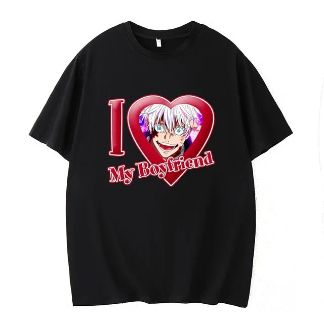 PINK I LOVE MY BOYFRIEND SHORT SLEEVE CASUAL T-SHIRT