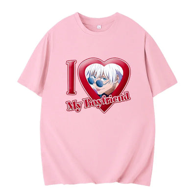 PINK I LOVE MY BOYFRIEND SHORT SLEEVE CASUAL T-SHIRT