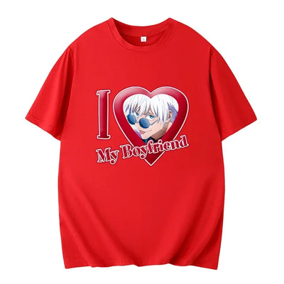 PINK I LOVE MY BOYFRIEND SHORT SLEEVE CASUAL T-SHIRT